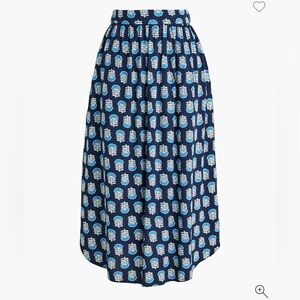 Block Print Midi Skirt with Flounce Hem